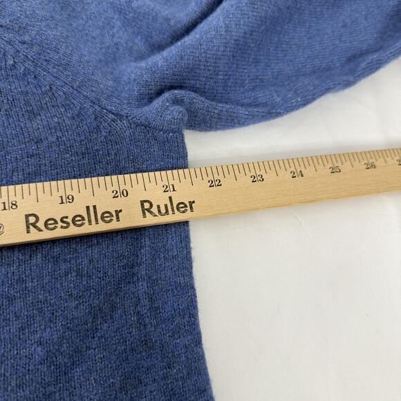 J Crew Sweater Mens Large Blue Heather Raglan Crewneck Lambswool Blend Knit - Picture 6 of 7